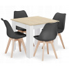Súprava štvorcového stola 80x80 dub sonoma + 4 stoličky MARK čierne