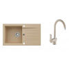 Alveus NIRO 130 SET kuchynský granit. drez so sifón. 75x42 + batéria MADERA - Beige NIRO13055+MADERA55