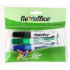 FLEXOFFICE Popisovač na tabuľu, 2,5 mm, kónický, sada, FLEXOFFICE ”WB02”, 4 farby FlexOffice