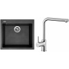 Set Sinks (dřez Cube 560 Metalblack 74 + baterie Elka Chrom - lesklý) CU56074ELCL
