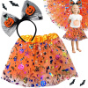 Halloween šaty do kostýmu tutu sukňa tekvica čelenka luk žiariace