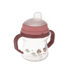 Canpol babies Hrnček so silikónovým náustkom FirstCup BONJOUR PARIS 150ml ružový