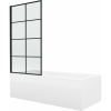 Mexen Cubik obdĺžniková vaňa 150 x 70 cm s obkladom a 1-krídlovou sprchovou zástenou 70 cm, čierny vzor - 550315070X9307007077