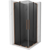 Mexen Velar L Duo, sprchový kút s posuvnými dverami 80 x 80 cm, 8mm šedé sklo, medená matná, 871-080-080-02-43-65