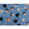 Bavlněná metráž / imitace lnu kočky Varianta: Modrá, Balení: 1 m