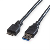 Kábel USB 3.2 Gen 1, A-MICRO-B(3.0) M/M 0.8m, 5Gbps, čierny