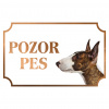 Bulteriér štandardný - Kovová tabuľka POZOR PES