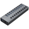 Renkforce RF-6027504 10 portů USB 3.1 hub (Gen 2) možné spínať jednotlivo, s hliníkovým krytom striebornočierná; RF-6027504