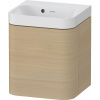 DURAVIT Happy D.2 Plus c-shaped závesná skrinka s nábytkovým umývadielkom bez otvoru, 1 dvierka, pánty vľavo, 400 x 360 x 480 mm, dub Mediterrane, HP4340N71710000