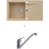 Alveus NIRO 130 SET kuchynský granit. drez so sifón. 75x42 Beige + batéria RIVIERA - Chróm NIRO13055+RIVIERA