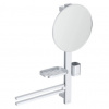 Ideal Standard Alu+ M strieborné kozmetické zrkadlo 32cm s 2 poličkami a vešiakmi BD588SI