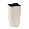 Kvetináč LAMELA, kvetináč FINEZIA ECO WOOD DLUTO - vrúbok, 30 x 30 cm, vysoký 57 cm, biely (1311119409)
