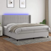 vidaXL Posteľ boxsping s matracom a LED bledosivá 200x200 cm látka