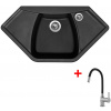 Granitový drez Sinks NAIKY 980 Pureblack + drezová batéria FLEXIA