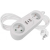Emos P0211E, predlžovací kábel, 1,4 m, 2 zásuvky+ 2×USB-A+ 1×USB-C, biely, PVC, 1,5 mm2 P0211E