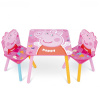 Detský drevený stolík + 2 stoličky PEPPA PIG, PP13984