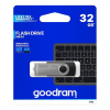 Goodram USB flash disk, USB 2.0, 32GB, čierny, UTS2-0320K0R11, USB A, s otočnou krytkou