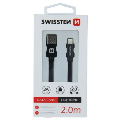 Swissten 71523301 USB - Lightning, 2m, černý