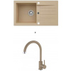 Alveus NIRO 130 SET kuchynský granit. drez so sifón. 75x42 + batéria ROXA - Beige NIRO13055+ROXA55