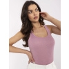 Factory ✨ Dámsky rebrovaný top s leskom na ramienka Farba: Staroružová, Veľkosť: UNI