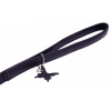 COLLAR Kožené vodítko Glamour, 122cm/18mm, čierna