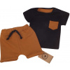 2-dielna sada tričko kr. rukáv, kraťasky s povrázkom - hnedá, čierna, veľ. 68