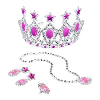 RAPPA Korunka princezná s náušnicami a náhrdelníkom ružová