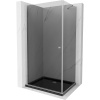 Mexen Pretoria, sprchovací kút 90 (dvere) x 80 (stena) cm, 6mm šedé sklo, chrómový profil + čierna sprchová vanička, 852-090-080-01-40-4070