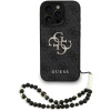 Guess PU 4G Metal Logo Strap zadný kryt pre iPhone 16 Pro Black