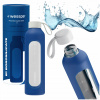 Motivačná sklenená fľaša na vodu 1l Wessper B1 BOROSILICATE Navy Blue