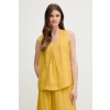 Ľanová blúzka United Colors of Benetton 5BMLDQ06W žltá XS