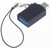 Adaptér PremiumCord USB-C samec - USB3.0 A samica, OTG, čierny s pútkom na zavesenie