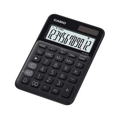 Casio Kalkulačka MS 20 UC BK, čierna, dvanásťmiestna, duálne napájanie