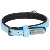 Flamingo Collar Leza Blue - obojok pre malého psíka, podšitý, umelá koža a neoprén, modrý - XS/S