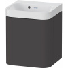 DURAVIT Happy D.2 Plus c-shaped závesná skrinka s nábytkovým umývadielkom bez otvoru, 1 dvierka, pánty vľavo, 400 x 360 x 480 mm, grafit super matná, HP4340N80800000