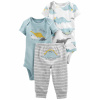 CARTER'S Set 3dielny body kr. rukáv 2 ks, tepláky Blue Dino chlapec LBB PRE, veľ. 46