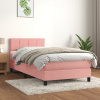 Box spring postel s matrací růžová 90x200 cm samet Růžová 3141286