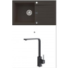 Alveus NIRO 130 SET kuchynský granit. drez so sifón. 75x42 + batéria AFRA - Black NIRO13091+AFRA91
