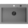 Mexen Elix, 1-korový granitový drez 700 x 500 mm, šedá, čierny sifón, 6526701005-71-B