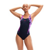 Speedo Hyperboom Splice Muscleback Swimsuit Womens Navy/Purple 30 (XS)
