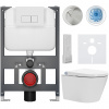 CERANO - Závesné WC s bidetom Cronus Premium - biela lesklá - tlačidlo Prime/Modulo, biele - závesné - nízky modul - predstenová inštalácia / sadrokartón - 59,3x38,4 cm
