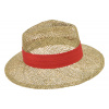 SEEBERGER Slamený klobúk z morskej trávy s červenou stuhou - Fedora Veľkosť: 59 cm (L)