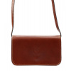 Kožená malá dámská podélná crossbody kabelka hnědá