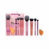Real Techniques Brushes Everyday Essentials sada štětec na tvářenku + štětec na oční stíny + štětec na rozjasňovač + štětec na make-up + houbička na make-up