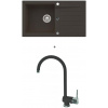 Alveus NIRO 130 SET kuchynský granit. drez so sifón. 75x42 + batéria ARC 110 - Black/Chróm NIRO13091+ARC11091
