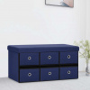 zahrada-XL Skladacia úložná lavica modrá 76x38x38 cm umelý ľan 338815