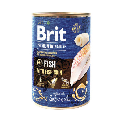 Konzerva pre psov Brit Premium by Nature Fish with Fish Skin 400 g