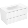 Mexen Rivel, kúpeľňová skrinka 90 cm s umývadlom Vela, 2 zásuvky, drážkovaná, biela matná, 91A20-09047-2-BFF01-W23M01
