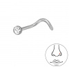 For Silver Titánový piercing do nosa krúžok s krištáľom Druh barvy: Stříbrná