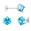 Stříbrné náušnice kostky Swarovski® Crystals 6 mm Aquamarine VSW4841E6PDAQ
